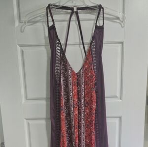 Free People Burgundy and Red Bohemian Slip Dress